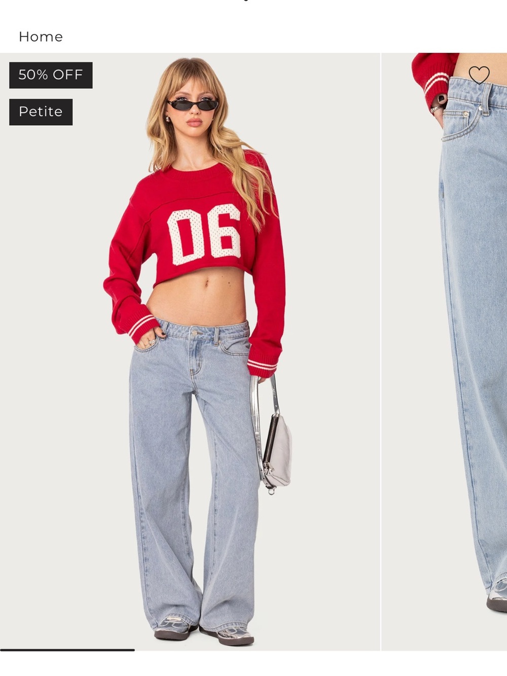 Edikted Light Wash Wide Leg Jeans - Pale Blue